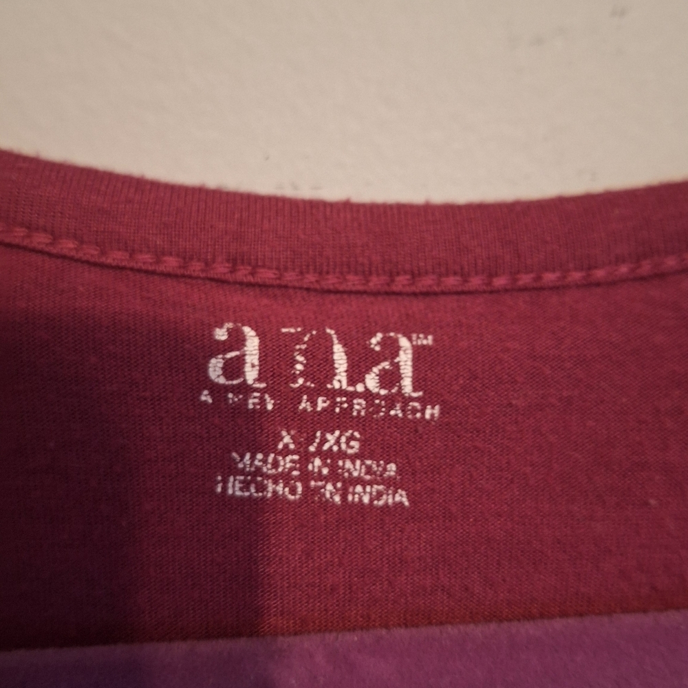 Women's Ruffled V-Neck Top - Burgundy - Picture 2 of 9